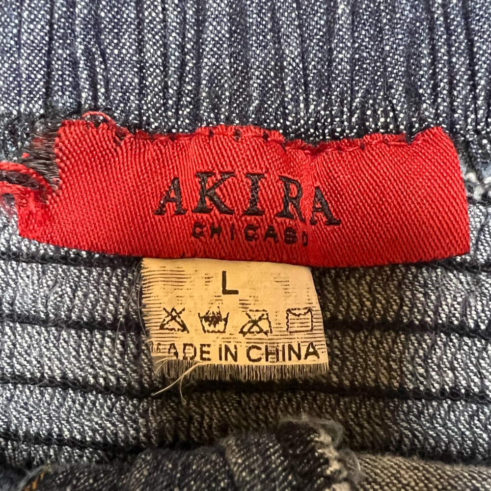 AKIRA Red Label Denim Halter Romper Size L - Picture 3 of 11